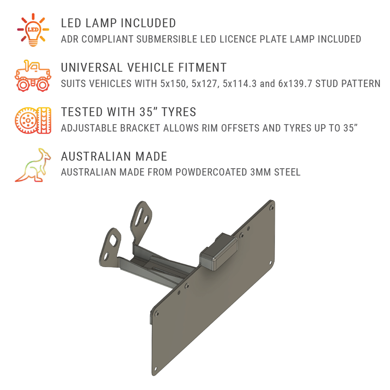 Universal 4WD & Caravan Rear License Plate Relocation Bracket