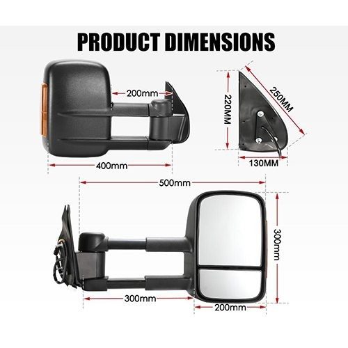 Extendable Towing Mirrors Suitable for Holden Colorado 2008-2011