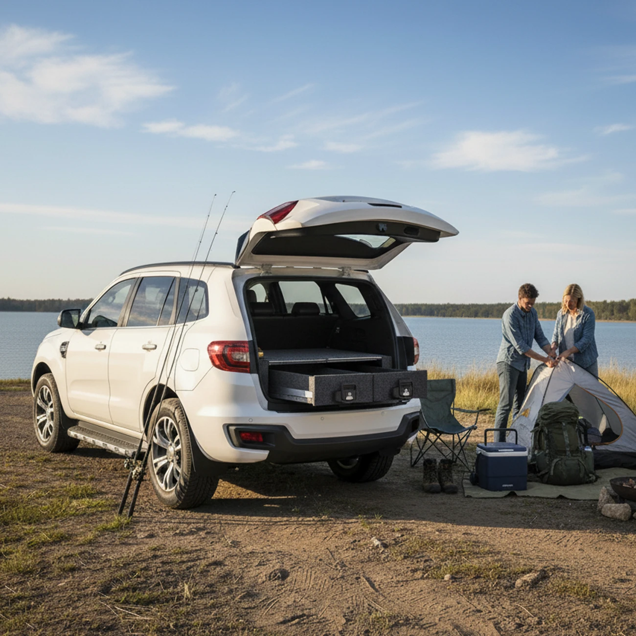 4WD Interiors Fixed Floor Drawers Suitable For Ford Everest Wagon 01/2016-09/2022