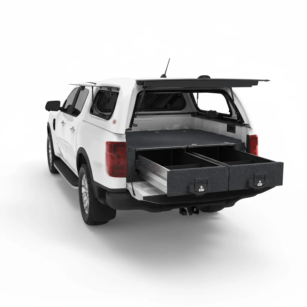 4WD Interiors Fixed Floor Drawers Suitable For Ford Next Generation Ranger Dual Cab 07/2022-Current